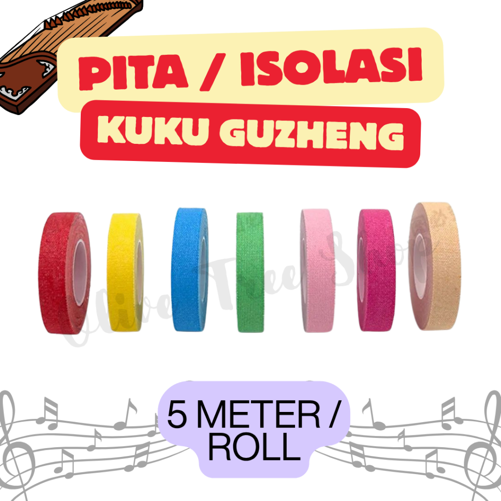 Isolasi Kuku Guzheng 5 Meter / Perekat kuku Guzheng / Guzheng Tape / Isolasi Guzheng / Plaster Kuku 