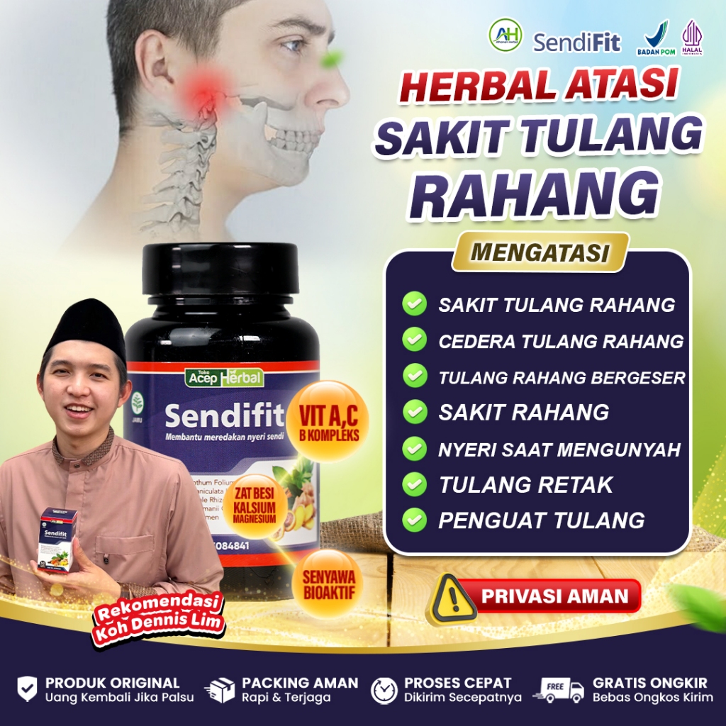 Sendifit Original Obat Sakit Rahang, Nyeri Sendi Rahang, Rahang Bengkak, Rahang Bunyi, Rahang Kaku