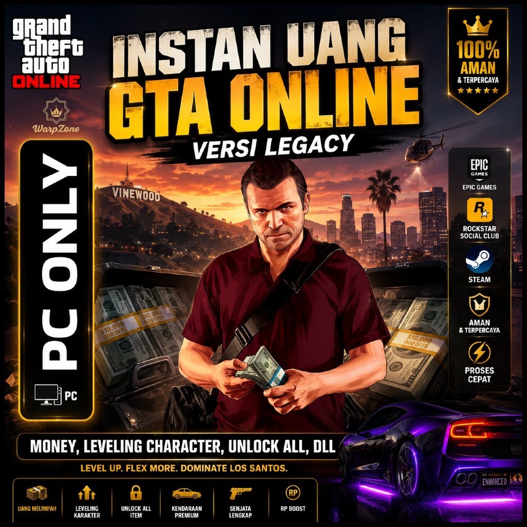 (GARANSI) UANG Cash GTA 5 ONLINE Grand Theft Auto V PC Legacy