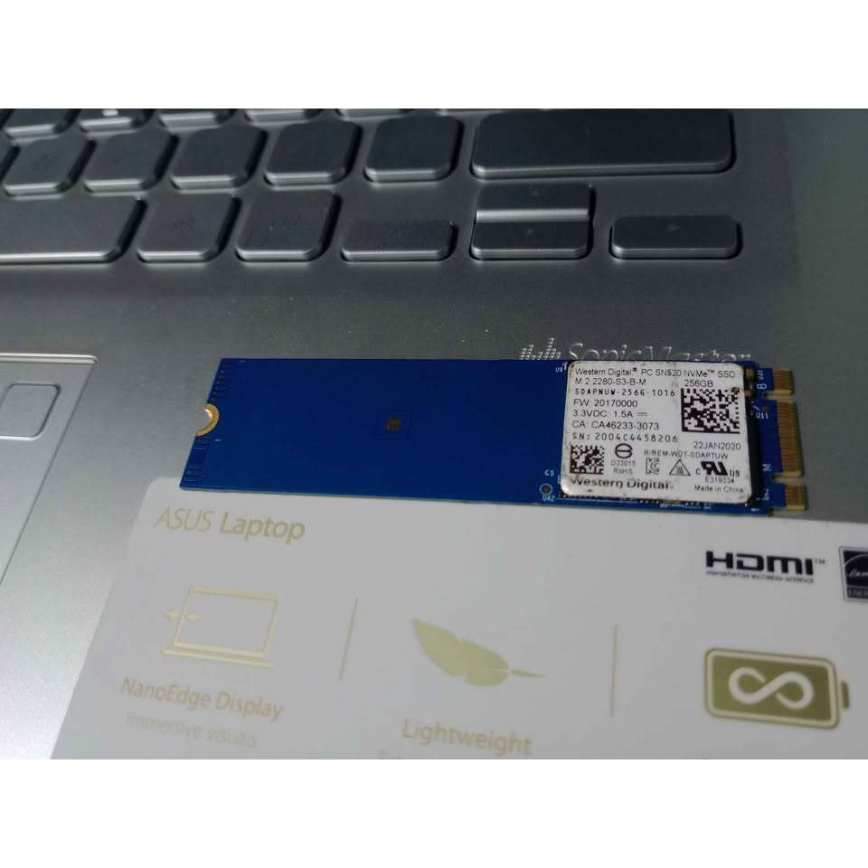 Sdd nvme 256gb Ori copotan merk WD sn520 kondisi Masih bagus