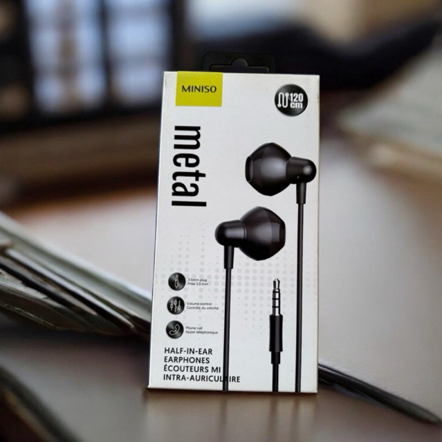 MINISO METAL IN EAR HEADSET BLACK EARPHONE 120cm