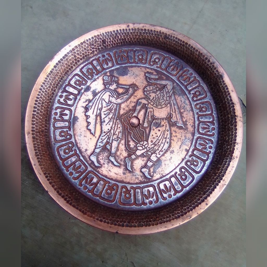 Piring Hias Dekoratif Tembaga Antik Kuno Preloved