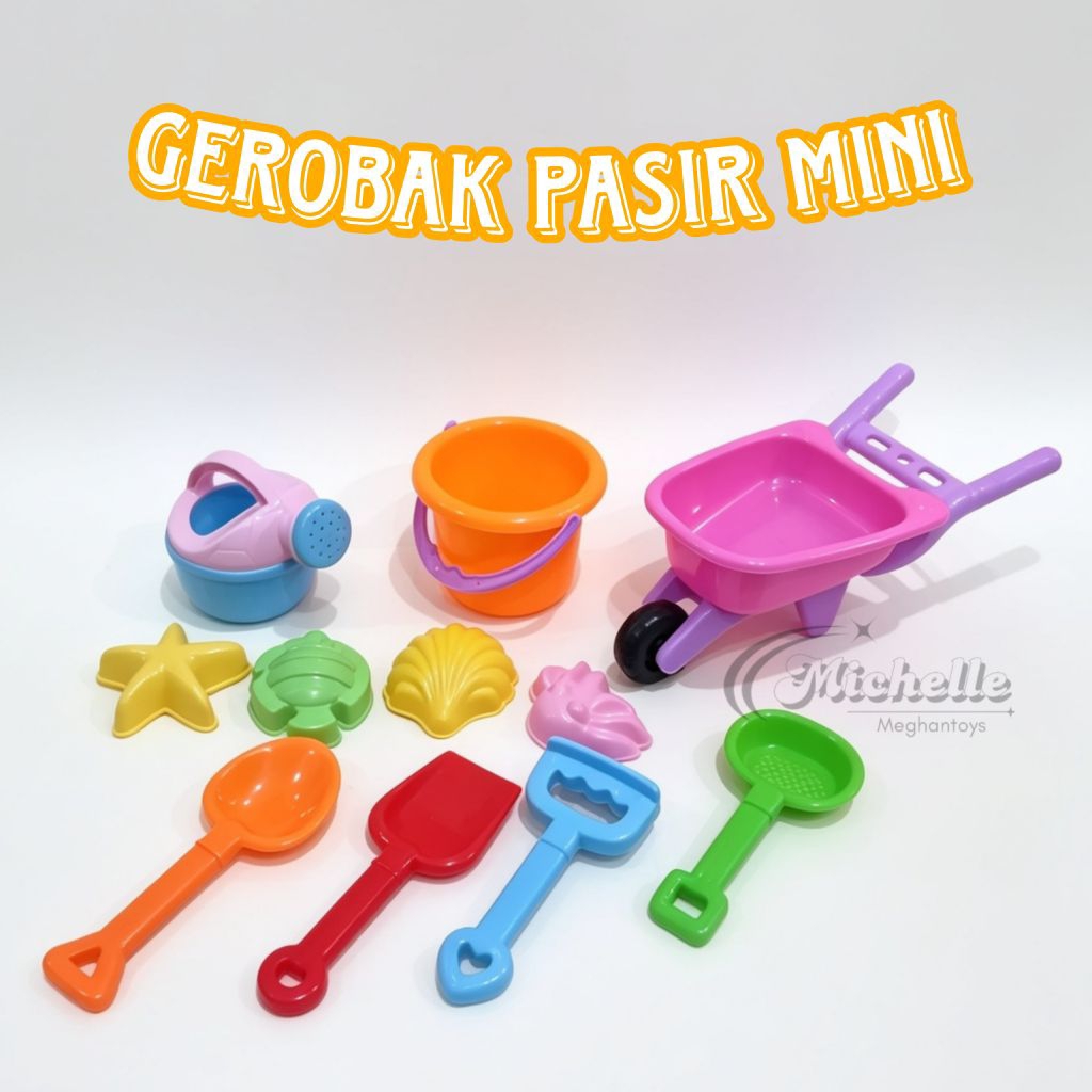 Troli Pasir Mini Mainan Anak Cetakan Pasir Edukasi Gerobak Sand Set Lengkap