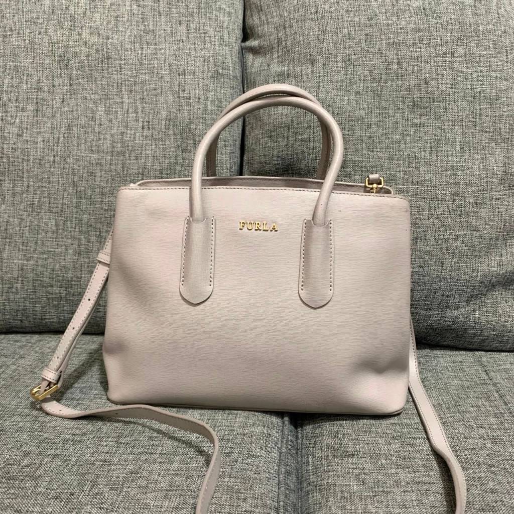 Preloved Tas Furla Amina Satchel Grey Authentic Original