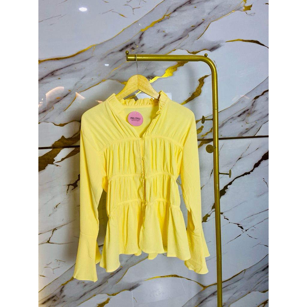 blouse kerut Korea kekinian wanita