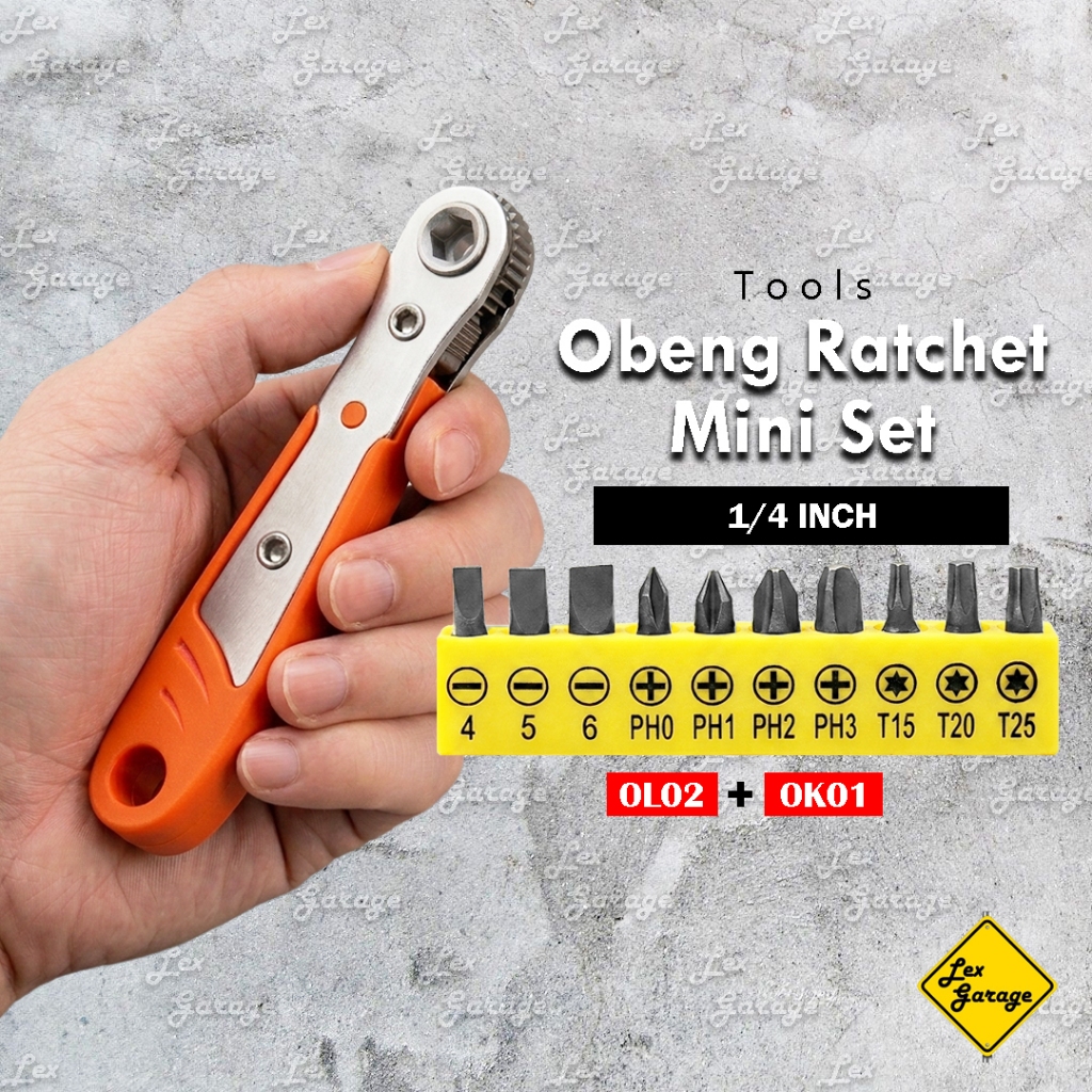 Obeng Set Ratchet Plus Minus Bintang Mata Obeng Set