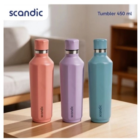 SUPER SALE - TUMBLER By SCANDIC - Tumbler Stainless 450 ml - Botol Minum Tahan Panas & Dingin, Tumbl