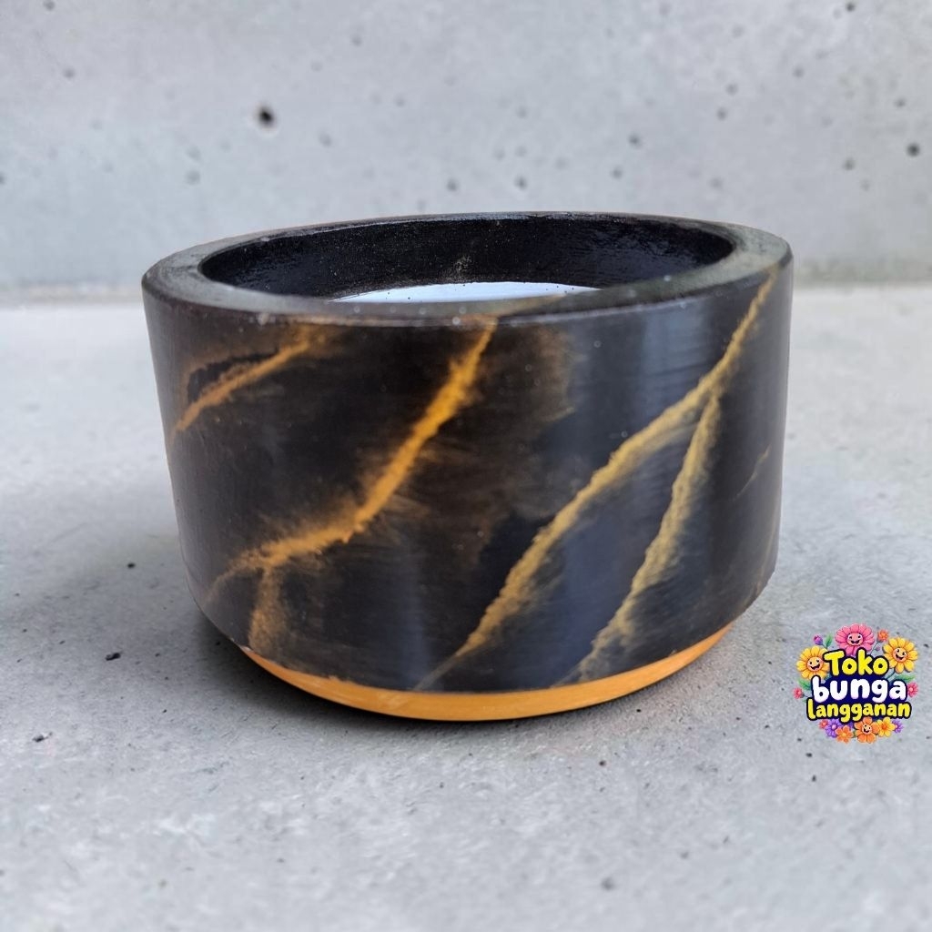 POT KAYU TERAKOTA MODEL MARBLE / POT KAYU MARMER TINGGI 10 CM