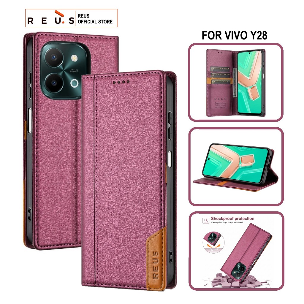 Reus Leather Case Flip Vivo Y28 Premium Magnet Shockproof Cover - REUS Official Store
