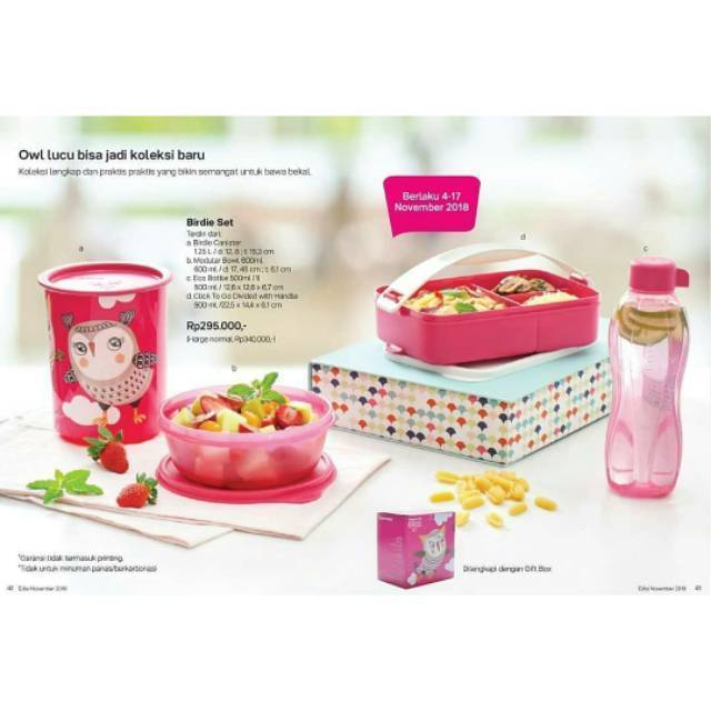 Birdie Set | ORIGINAL Tupperware Wadah Penyimpanan Makanan Tempat Bekal