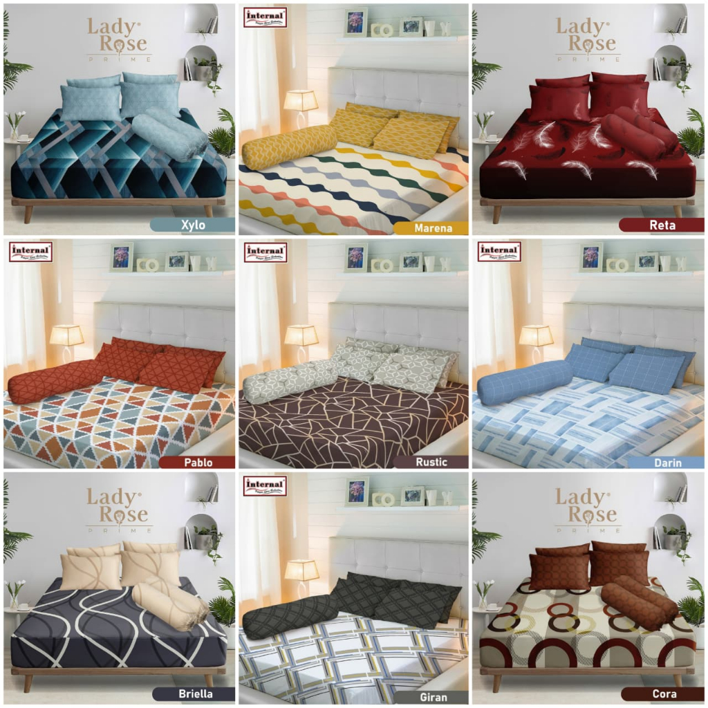 Internal / Lady Rose Prime - Sprei King B2 180x200 Bantal 2 Guling 2 - Abstrak / Minimalis