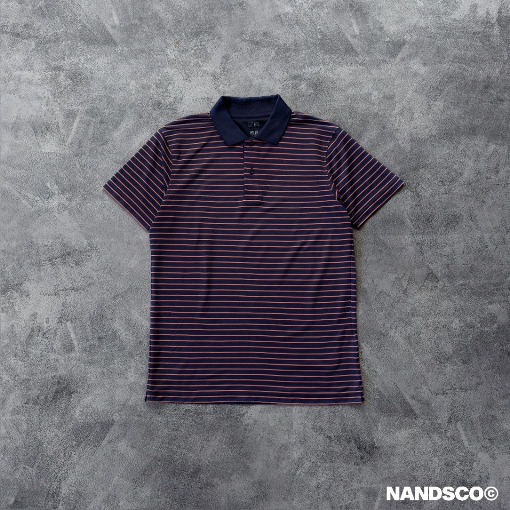 Uniqlo Stripe Polo Shirt - Orange & Blue Navy