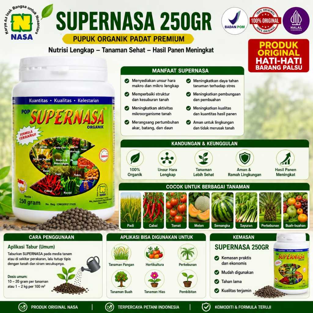 Pupuk Organik Serbuk Supernasa 250gram - Memperbaiki Kerusakan Tanah - Membantu Perkembangan