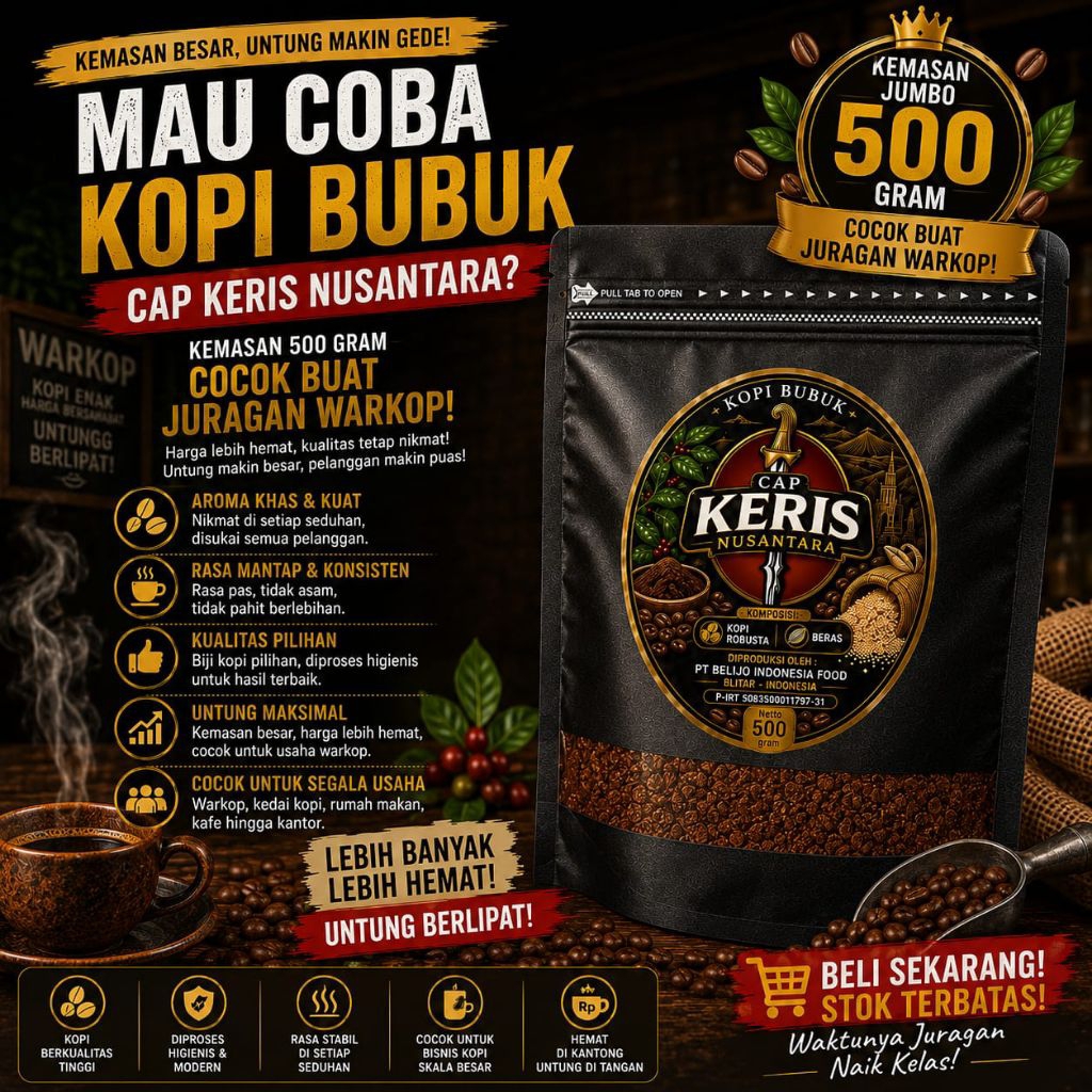 Kopi Bubuk Cap Keris Nusantara | Kopi Tradisional Nusantara | 500g