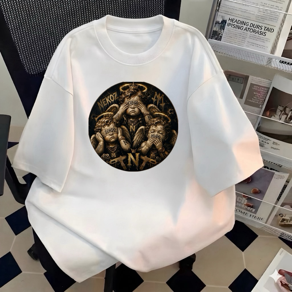 NEKOZ | KAOS OVERSIZE KAOS WANITA KATUN LENGAN PENDEK DISTRO STREETWEAR KAOS 3 ANGEL