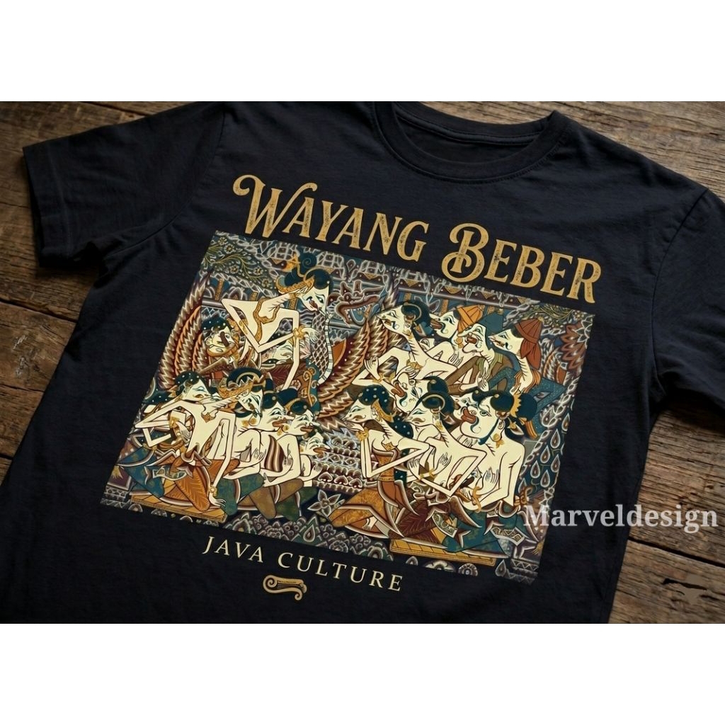KAOS JAWA WAYANG BEBER JAVA CULTURE, KAOS PRIA WANITA COTTON COMBED 24S PREMIUM