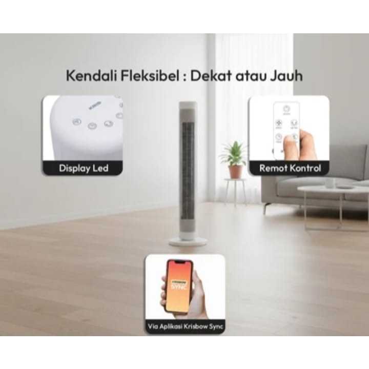 Krisbow Sync Smart Kipas Angin Berdiri Wi-Fi DC Motor - Putih