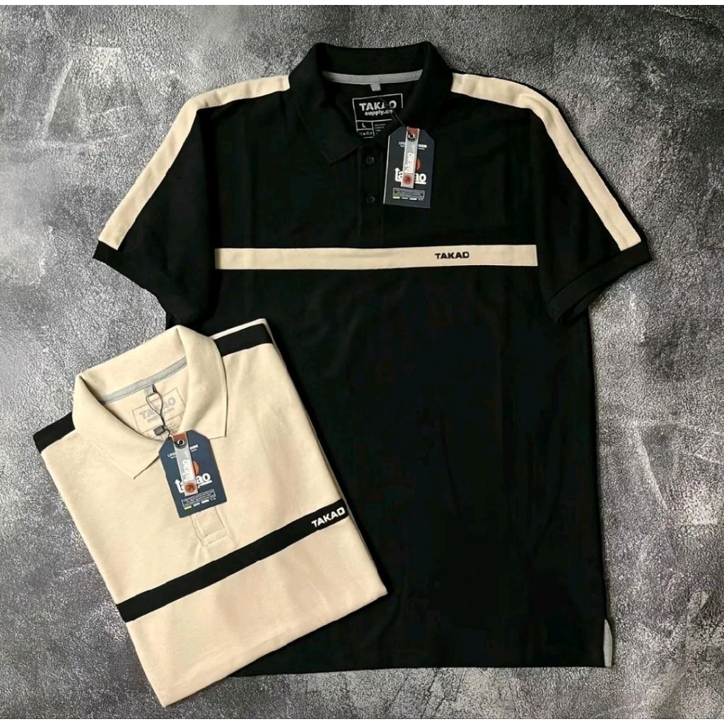 Polo Shirt Takao Kombinasi Original Brand Local Bahan Pique Diamond M-L-XL