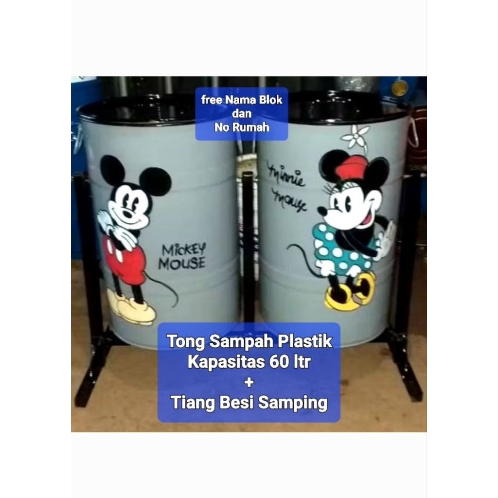 TONG SAMPAH 2 PILAH / TONG SAMPAH MICKEY / TONG SAMPAH COSTUM GAMBAR / TONG SAMPAH LUKIS / TONG SAMP