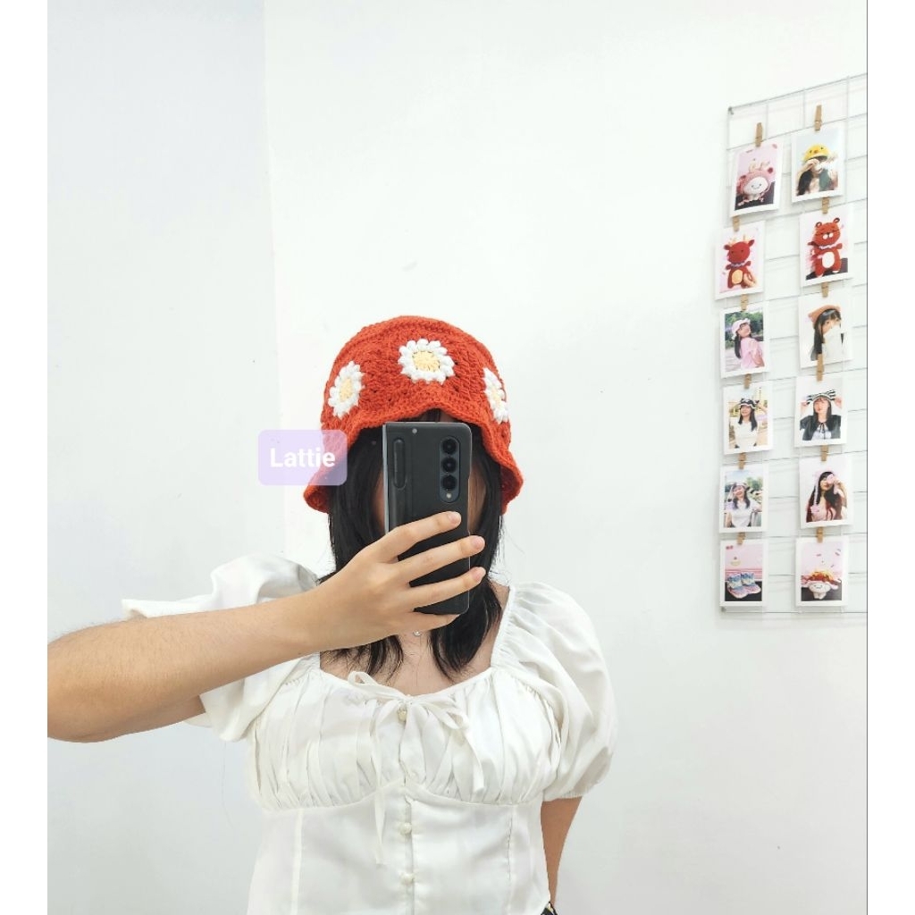 HANDMADE GRANNY SQUARE BUCKET HAT/JOY RED VELVET HAT/ TOPI JOY RED VELVET/AESTHETIC ESTETIK/KAWAI ST