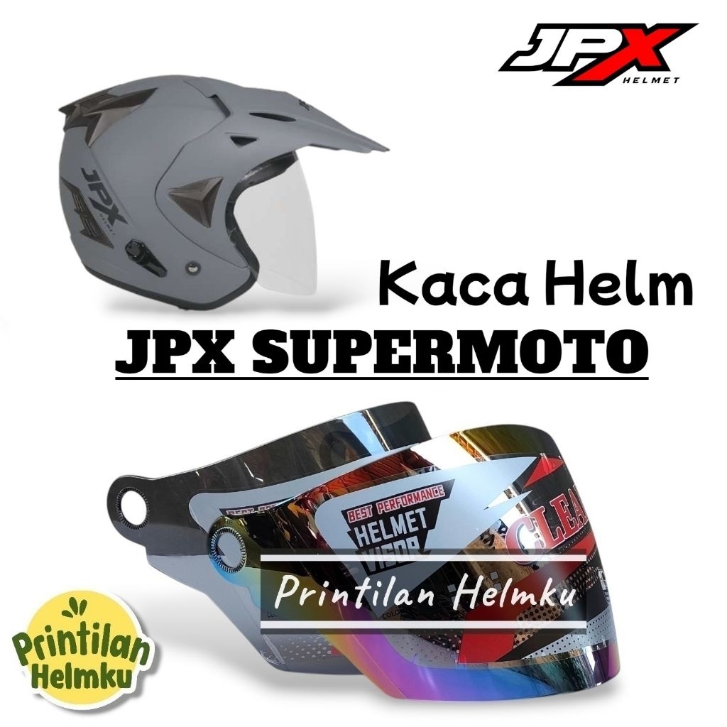PRINTILANHELMKU Kaca Helm JPX SUPERMOTO Visor Helmet Jpx Supermoto Warna Bening Hitam Pelangi