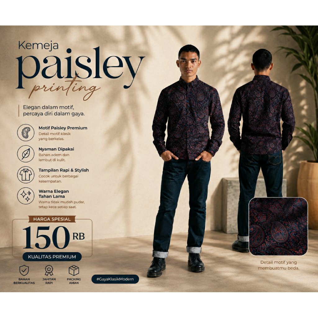 Kemeja Paisley printing
