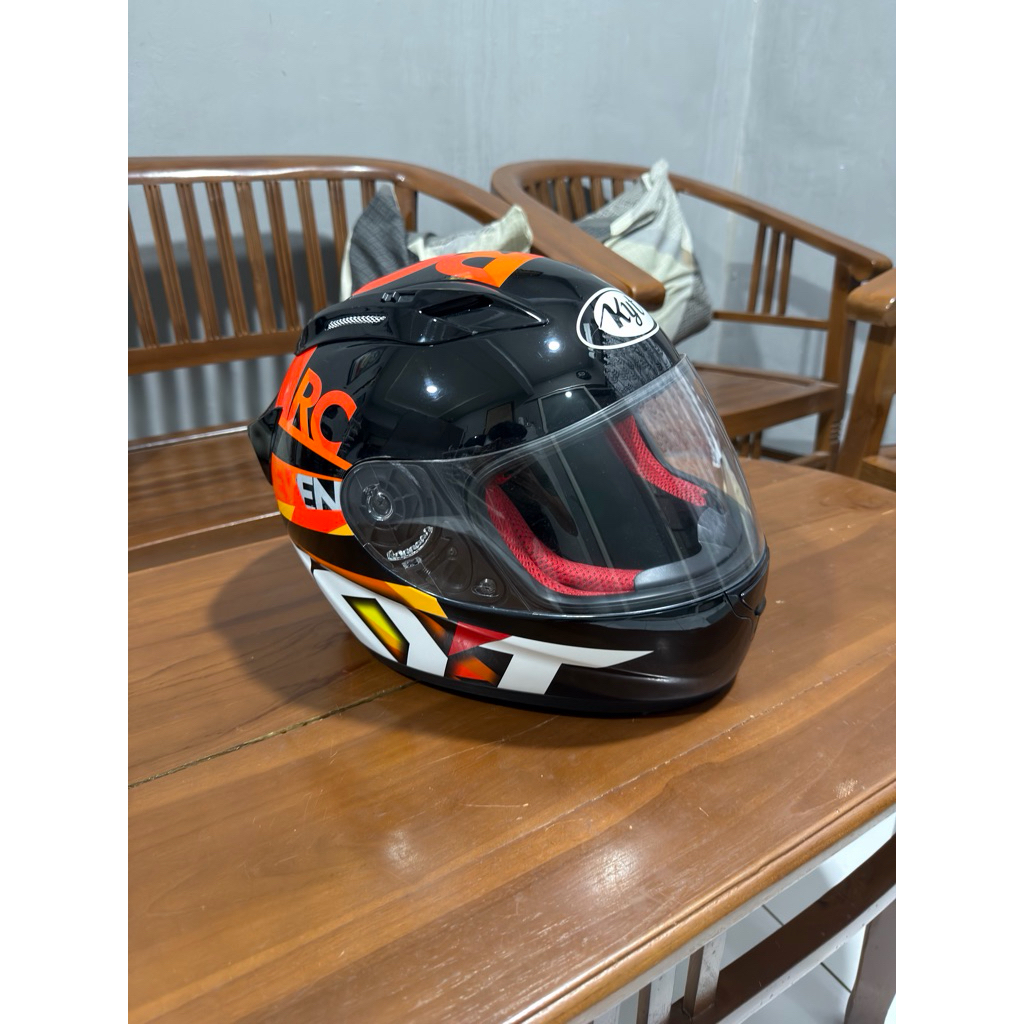 Helm Fullface KYT RC7 RC Seven Size L Warna Black Orange Nominus