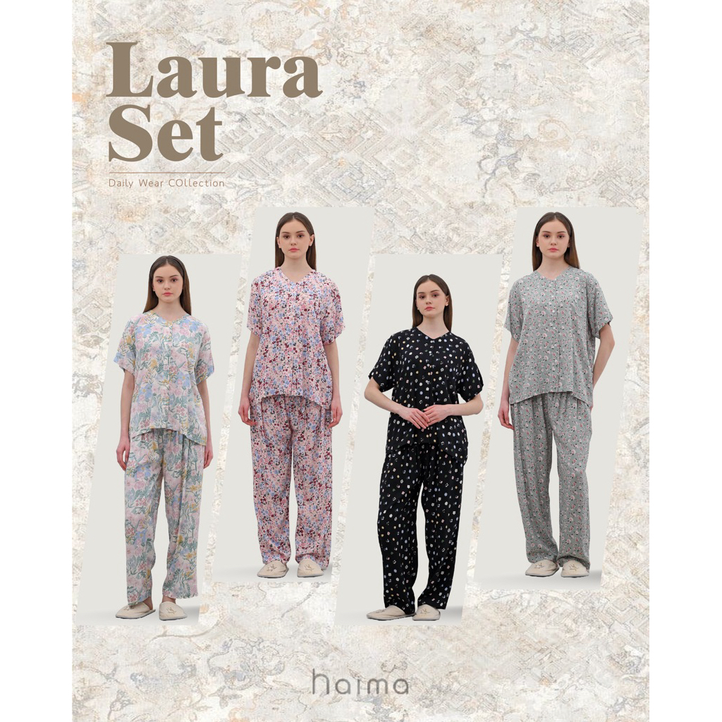 HAIMA - LAURA SET ( pajamas - oneset - piyama pendek - piyama pendek rayon )