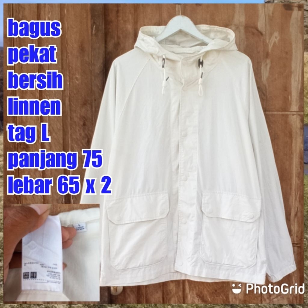 jaket work kerja casual parka uniqlo putih