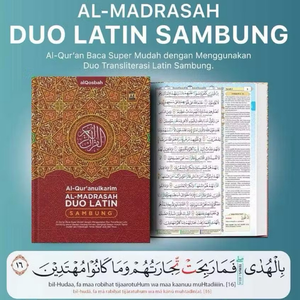 Mushaf Alquran Duo Latin Sambung A5 Al quran Terjemahan Alqosbah
