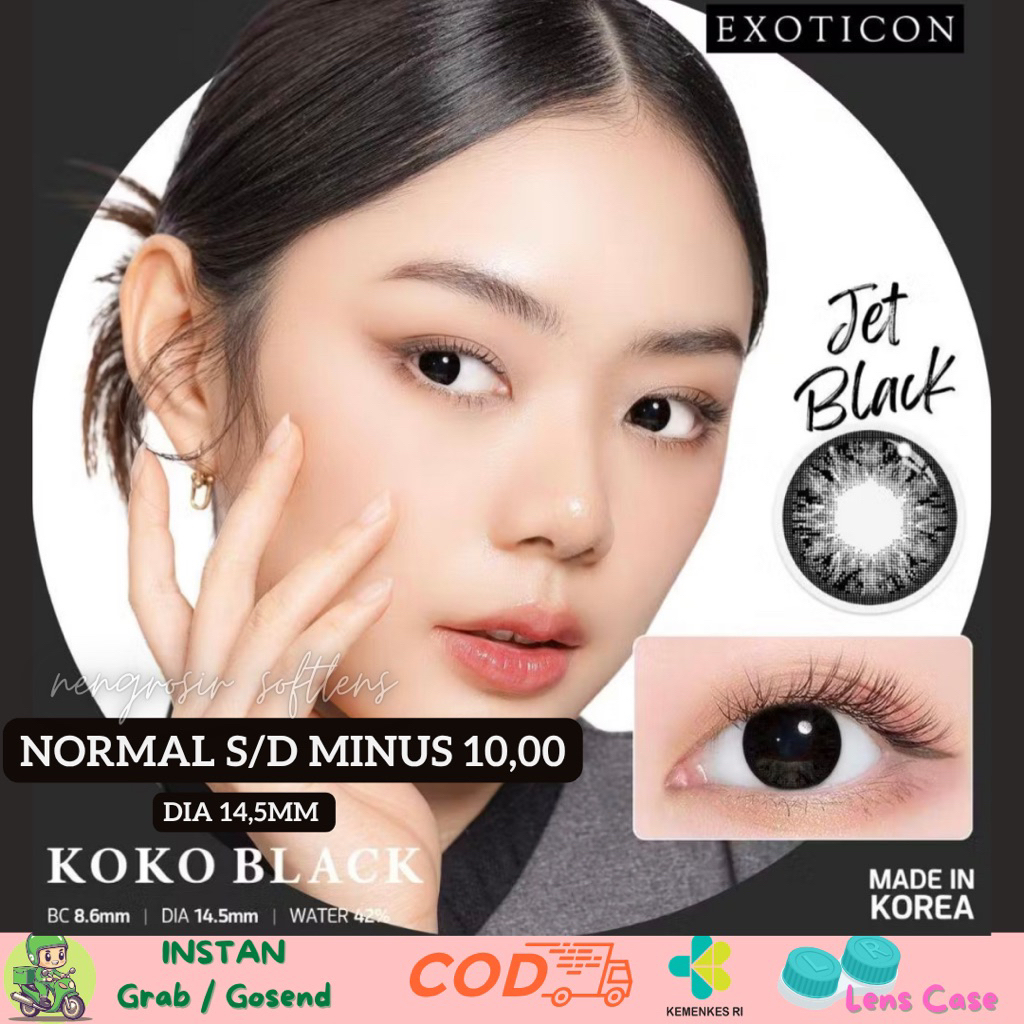 EXOTICON KOKO BLACK SOFTLENS NORMAL SAMPAI MINUS 10,00 || SOFTLENS HITAM PEKAT
