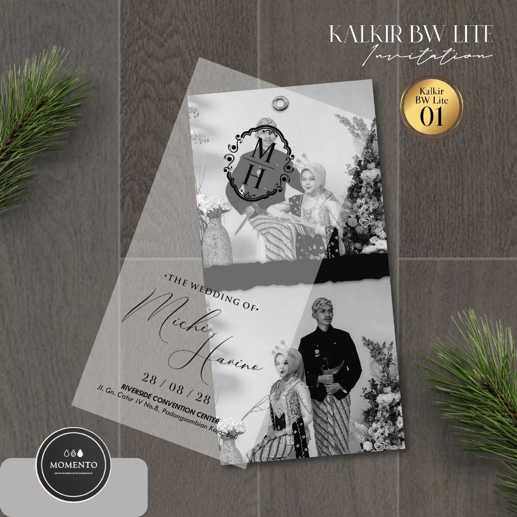 UNDANGAN PERNIKAHAN KALKIR BW LITE AESTETIC CUSTOM SPECIAL BW