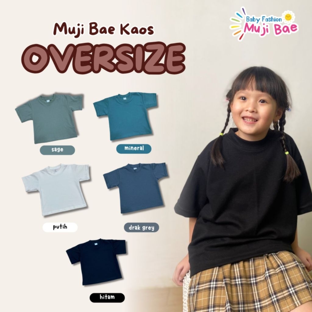 MUJI BAE | MUJI BAE BASIC TEE OVERSIZE | KAOS ANAK OVERSIZE | BAJU BASIC ANAK UNISEX