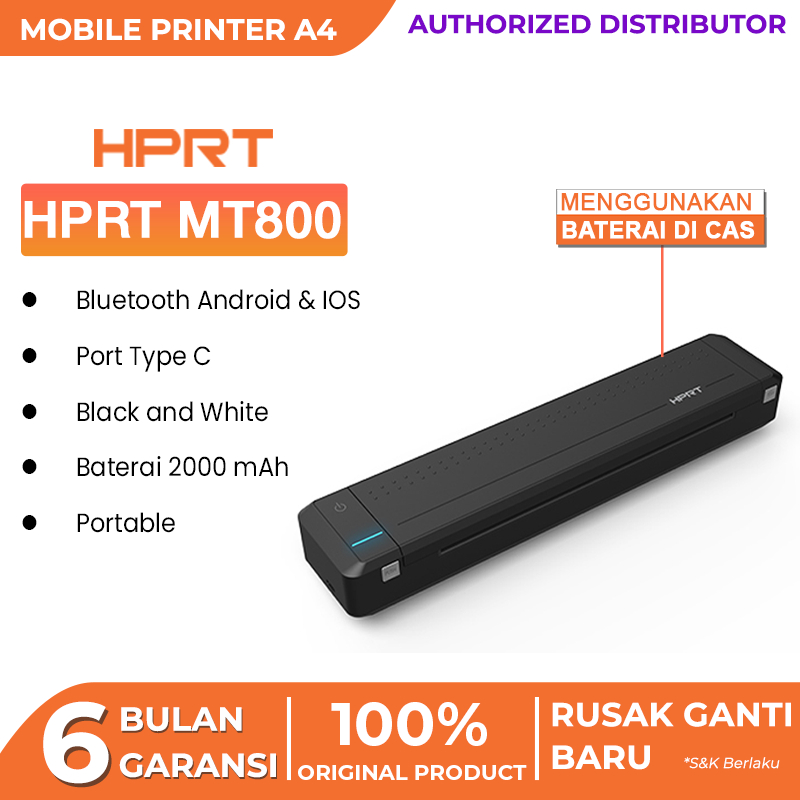 HPRT MT800 Printer Portable Bluetooth Wireless Cetak Dokumen A4 Thermal