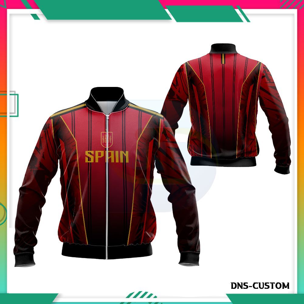Jaket Spain Pria Terbaru Desain Timnas Spanyol Sport Casual Full Print Premium