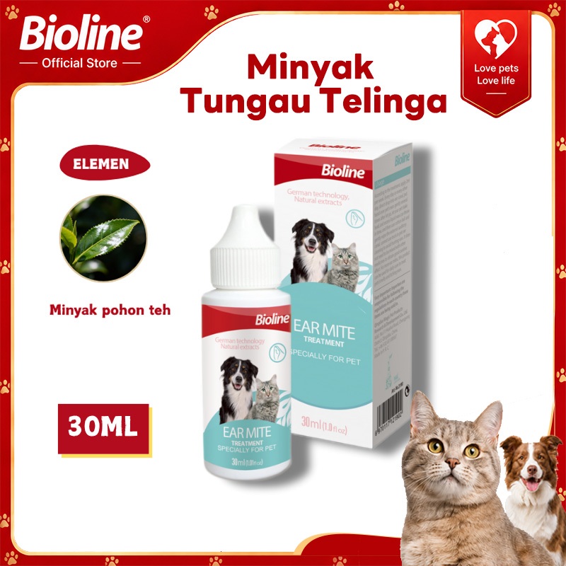 Bioline Natural Tea Tree Oil Extract Pet Ear Mite Care Solution 30ml