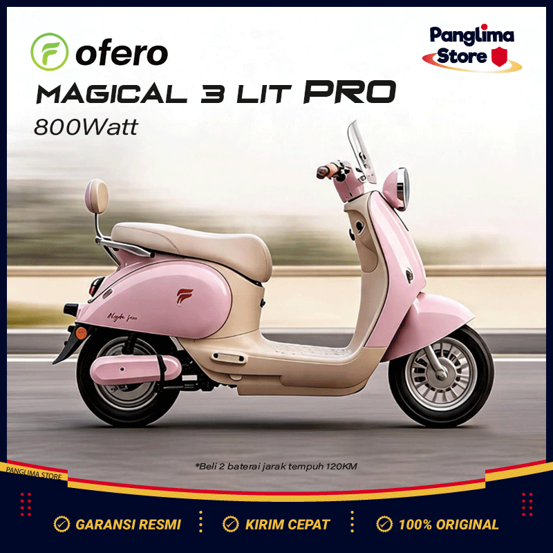 Sepeda Listrik Ofero Magical 3 PRO Lit Lithium 800W Speda Listrik Model Vespa Matic Dewasa Anti Air
