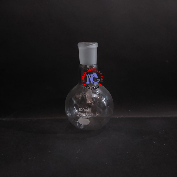 Boiling Flask 100 ml Iwaki Flat Bottom | Labu didih 100ml Iwaki Alas Datar