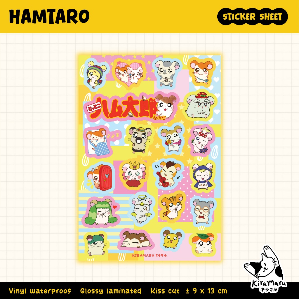 Hamtaro Sticker Sheet / Hamtaro / Deco Japan Sticker Waterproof / Sticker Kisscut Glossy / Journal D