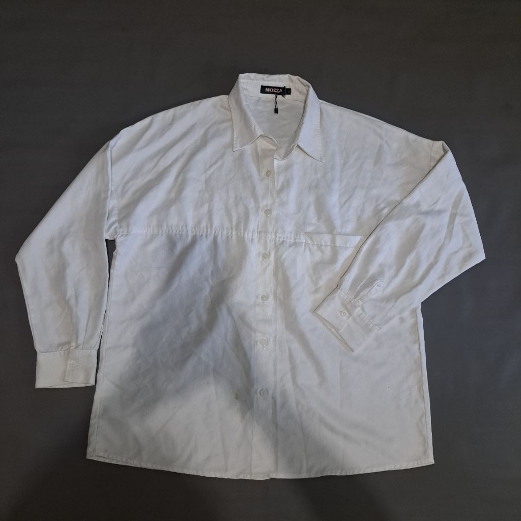 kemeja blouse putih lengan panjang wanita mozza likenew ld 120