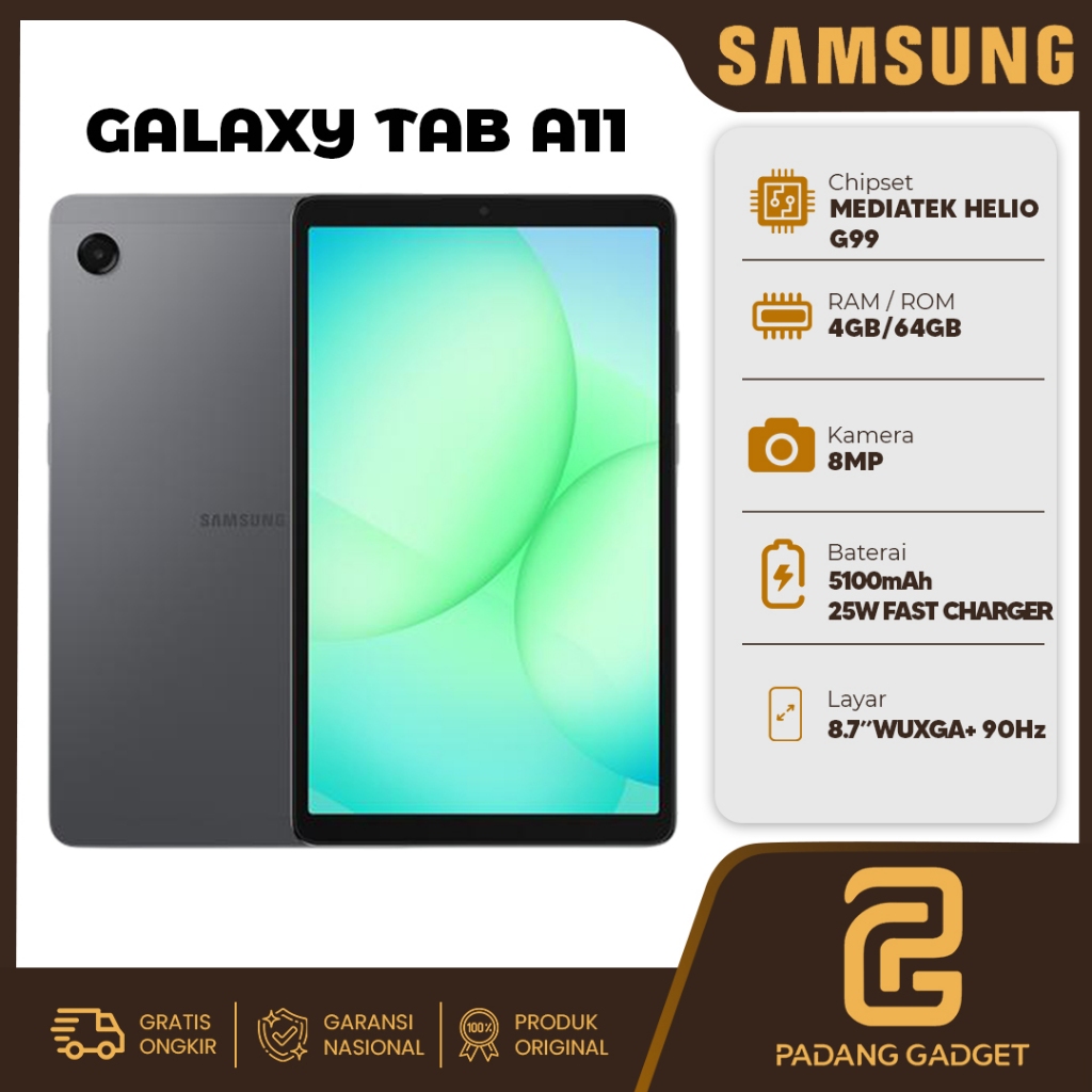 Samsung Galaxy Tab A11 4/64GB 4G Tab Tablet Baru Garansi Resmi