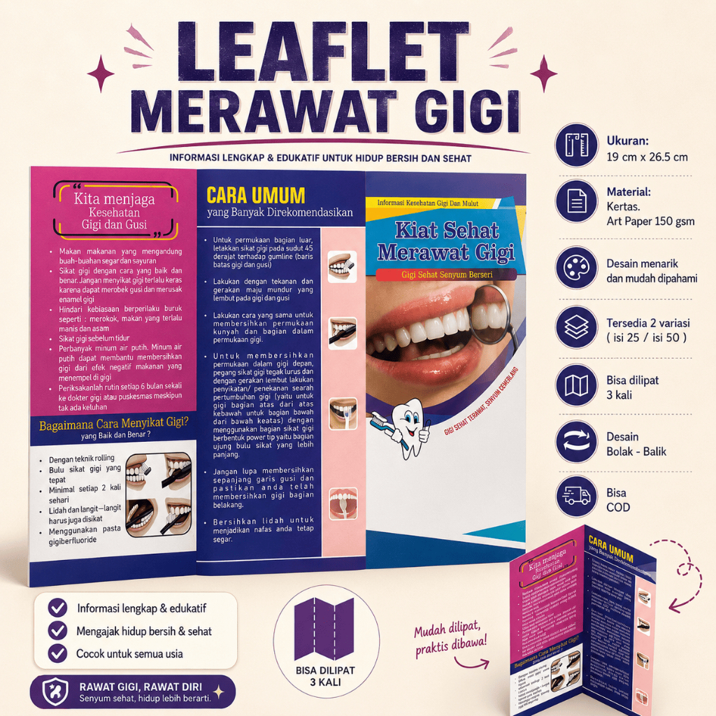 Leaflet Kiat Sehat Merawat Gigi - Leaflet Kesehatan Gigi dan Mulut - Kesgilut