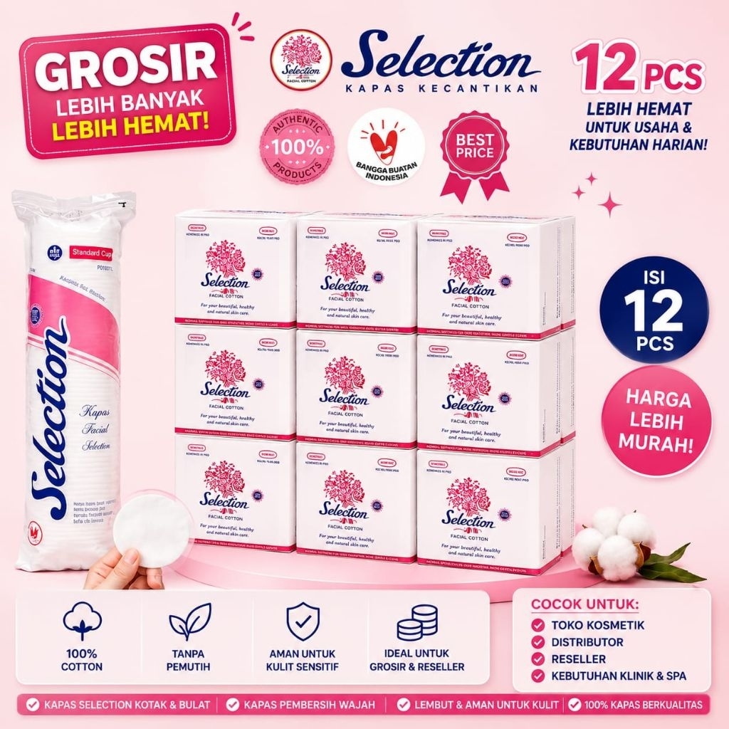 GROSIR Selection Kapas Facial Cotton Kotak 35gr 50gr 75gr Kapas Round 80pcs - Kapas Pembersih Wajah 