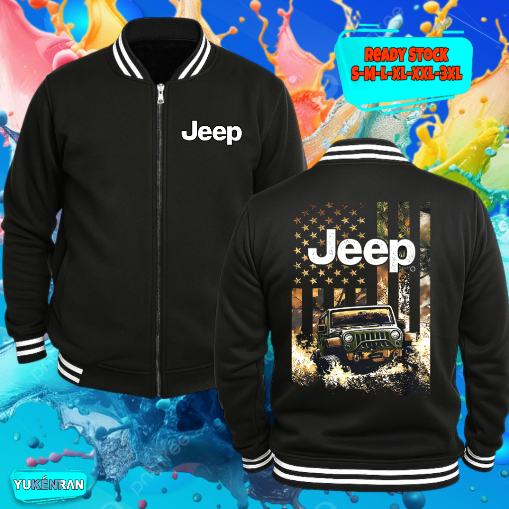 JAKET VARSITY OTOMOTIF STREETWEAR JEEP DESIGN SIMPLE CASUAL BAHAN PREMIUM COTTON