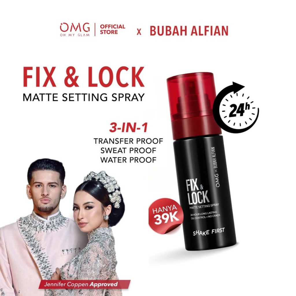 OMG OH MY GLAM Fix & Lock Matte Setting Spray 60 ml - 24 Jam Makeup Anti-Longsor
