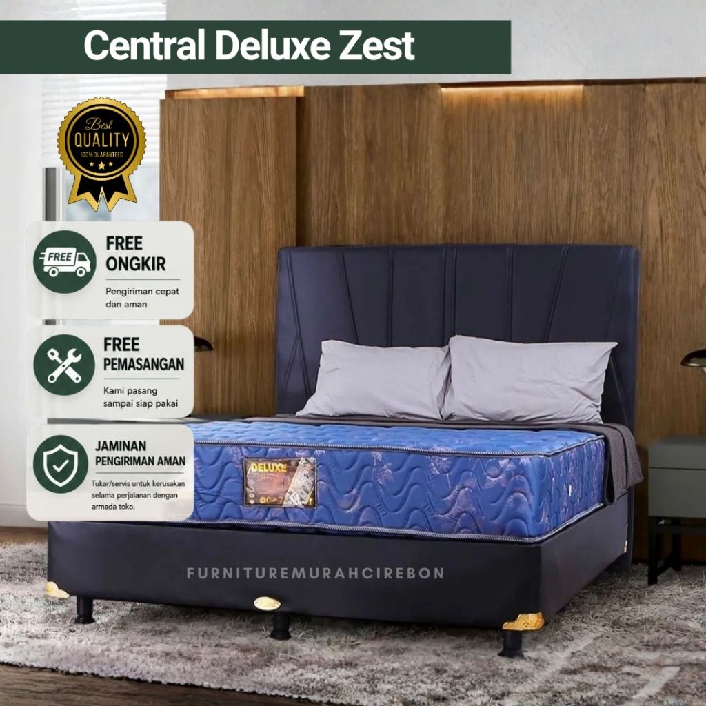 Springbed Central Deluxe Zest Tebal 26cm - Set Divan Kasur Central - Springbed Divan Satu Set