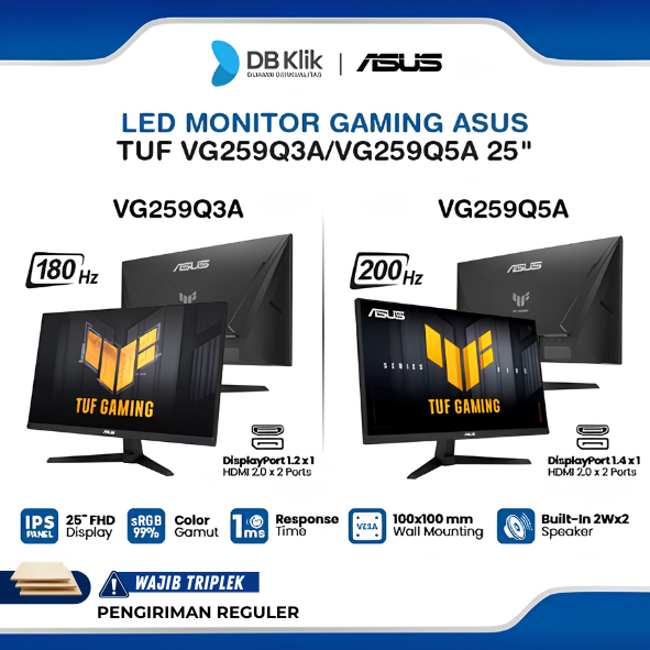Monitor Gaming ASUS TUF VG259Q3A 180Hz | VG259Q5A 200Hz 25" FHD IPS 1ms AMD FreeSync Built in Speake