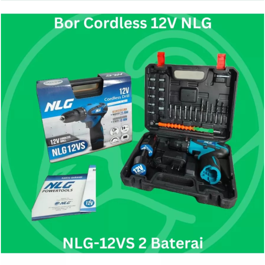 NLG Bor Cordless 12V NLG-12VS Bor Baterai NLG Cordless Drill 21V NLG