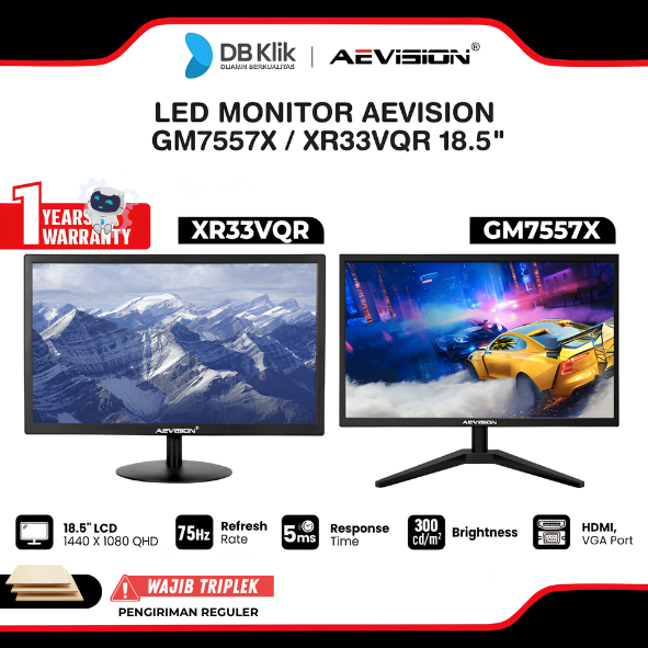 Aevision Led Monitor Gm7557X 18.5" Ips 75Hz 2K Quad Hd Hdmi Vga