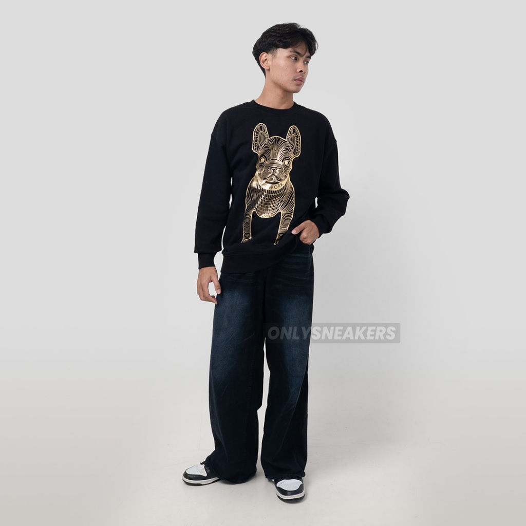 LIFEWORK KOREA PATENT GOLD BIG RADOG SWEATSHIRT BLACK